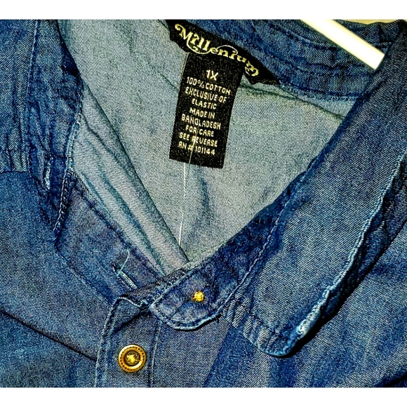 Jean dress with wrap around Jean belt with elastic waist. - Picture 2 of 4